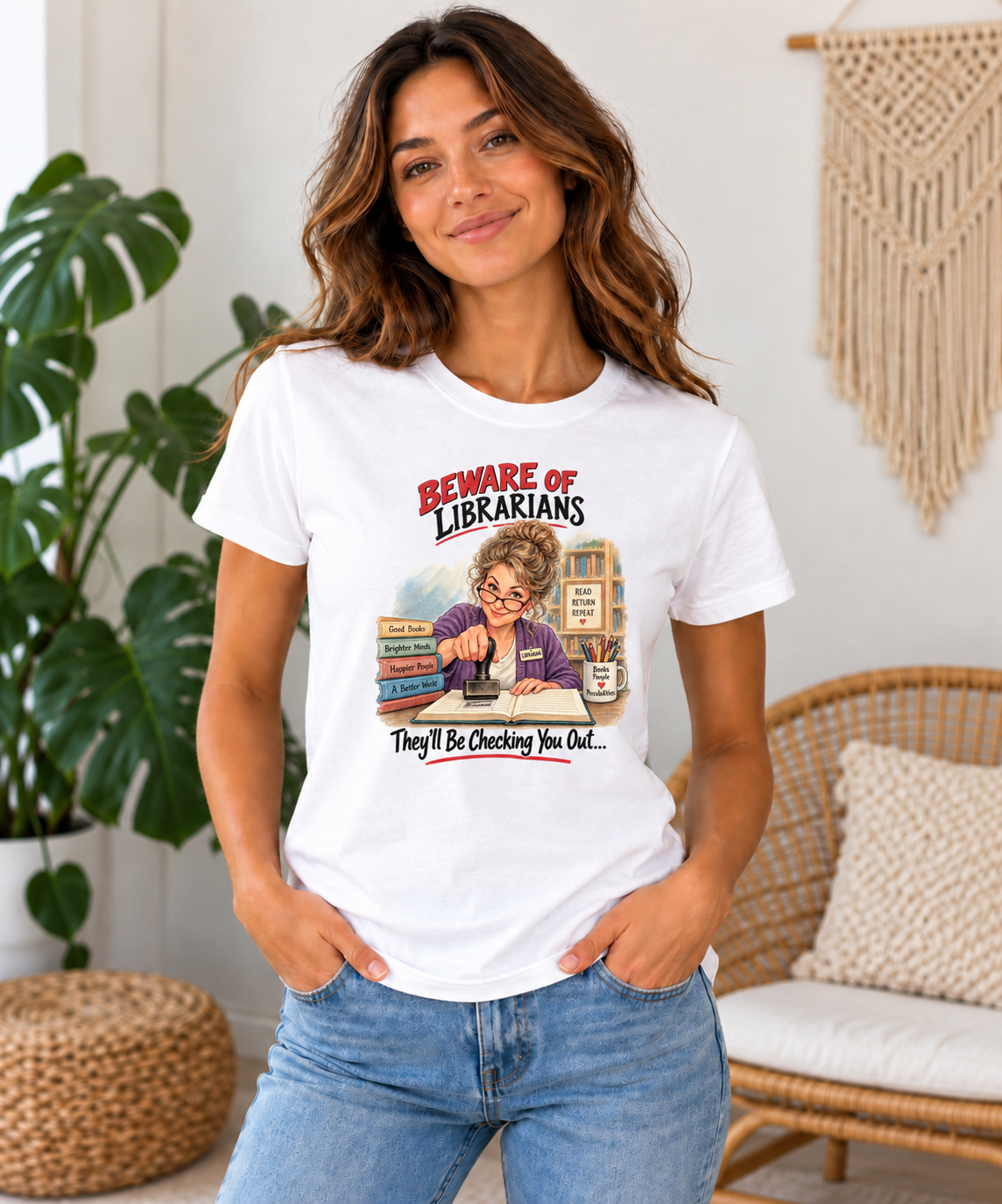Beware of Librarians – They’ll Be Checking You Out | Funny Librarian T-Shirt
